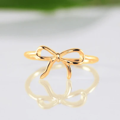 1pc Fashionable Minimalist Bow Accent Ring For Women, Daily Wear, Birthday, Party Jewelry Valentines