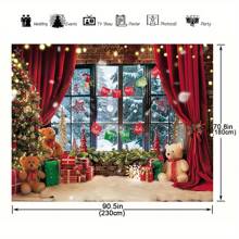 1pc, Kerst Fotografie Achtergrond Winter Kerst Raam Open Haard Decoratie Achtergrond Kerstfeest Banner Decoraties Foto Achtergronden Kerst Fotohokje Rekwisieten Achtergrond, Kerst