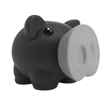 PromoClick Piggy Bank With Removable Nose. - Black - View 4