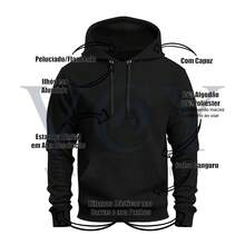 Sweatshirt Cold Weather Kangaroo Printed Cotton Country Life Chicote - Black - View 2