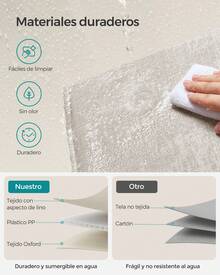 SONGMICS Cajas Almacenaje, Juego de 4 Cubos Almacenaje de Armario, 40 x 30 x 25 cm, 2 Asas, Plegables, Tejido Oxford y Tejido Aspecto Lino, Lavables, Portaetiquetas Metálicos, Gris Paloma/Blanco Nube/Beige Arena - Blanco - Ver 2