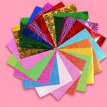 50 tờ giấy cắt Origami DIY, giấy Origami nhiều màu hình vuông Holographic, giấy thủ công bóng, quà tặng trang trí, 10 màu - nhiều màu - Xem 1