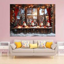 1 szt., baner poliestrowy na parapet okna z okazji świąt Bożego Narodzenia - czerwone zasłony świąteczne i tło z drzewa, odpowiedni do dekoracji przyjęć świątecznych, wielofunkcyjne rekwizyty fotograficzne bez prądu, używane do świąt Bożego Narodzenia i sezonowych uroczystości, Boże Narodzenie - Wielobarwność - Zobacz 5