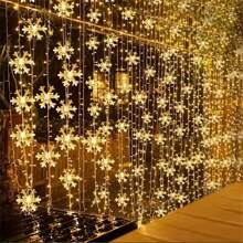 1 Peça Luz de Cordão de Floco de Neve de Natal de 1,5 m/4,92 pés, 3 m/9,84 pés ou 6 m/19,69 pés, LED de 3 cores (quente, branco, colorido), cria ambiente romântico, adequado para uso interno, externo, quarto, jardim, barraca, parapeito de janela, casamento, Natal, festa, decoração, decoração de quarto, decoração de Natal, iluminação de Natal, decoração de quarto, decoração de casa, decoração de festa, decoração de feriados, festival de Natal, presente de Natal, decoração de árvore de Natal, enfeites