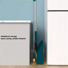 Long Handled Dustpan And Brush Set Strong Metal Handle Dust Pan & Broom Sweeper - Blue - View 10