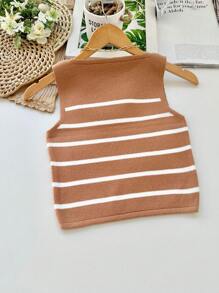 Striped Modal Tank Top New Women's Fashion - Khaki - View 2