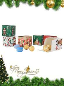 24 piezas Cajas de embalaje navideñas Calendario de Adviento sorpresa, Caja de dulces Galletas de regalo Caja de cuenta regresiva para fiesta de Navidad, regalo de cumpleaños, decoración del hogar, decoraciones navideñas, decoración de habitación de invierno