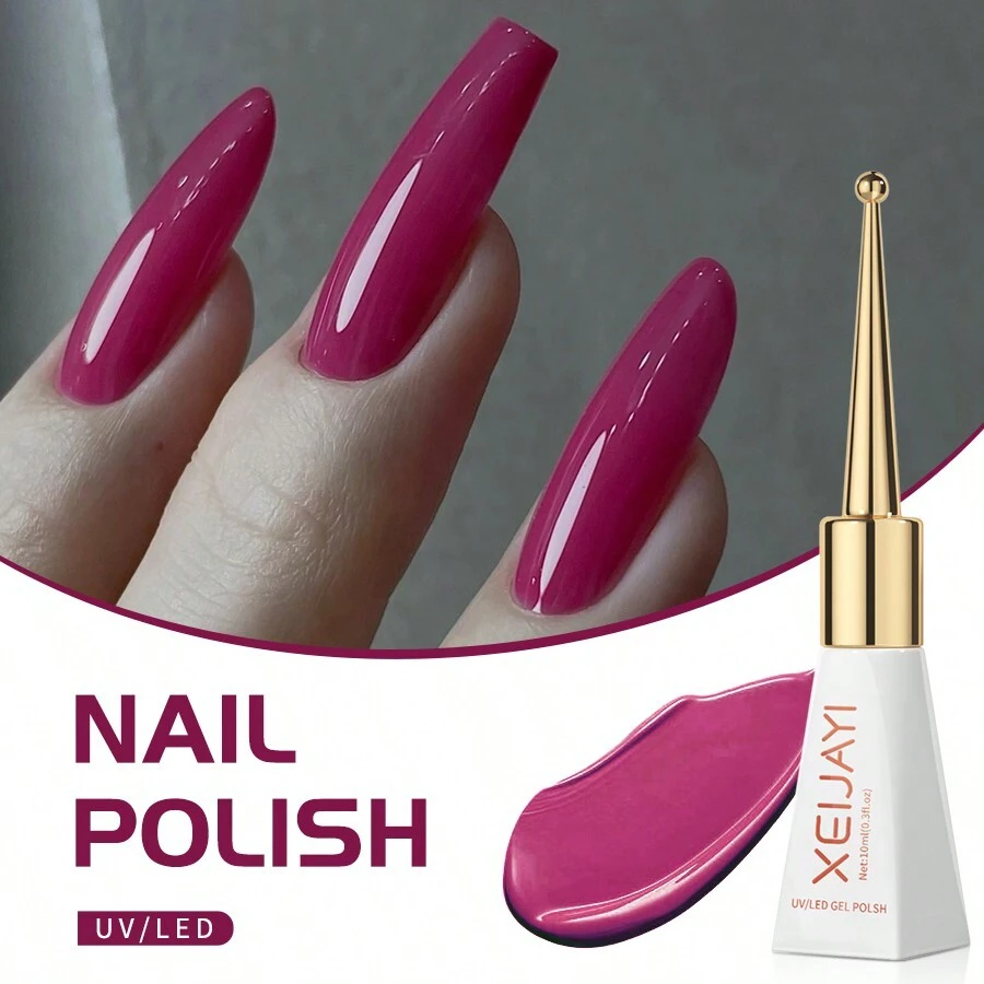 XEIJAYI 1pc 10Ml Long-Lasting Eggshell Glue Gel Nail Polish UV/LED Soak Off Gel Nail Polish For Nail Art DIY Salon Home Holiday Gift For Women - 玫紅色 - 查看 1