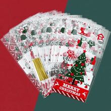 51 件圣诞饼干糖果袋，圣诞老人、雪人、圣诞树、驯鹿图案，圣诞节、新年、婚礼、生日、节日派对礼品袋，糖果饼干袋 - 彩色 - 查看 5