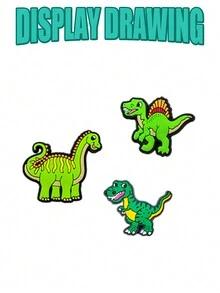 12件套恐龙系列鞋饰，包括霸王龙、翼龙、恐龙蛋、海龙等随机款式，可爱PVC材质，可用作鞋子装饰、手链、腕带，也适合作为派对小礼物。 - 彩色 - 查看 4