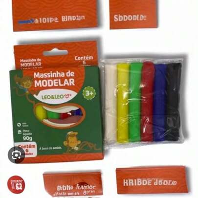 Caixa de Massa de Modelar Escolar com 6 Unidades Coloridas, De Volta às Aulas