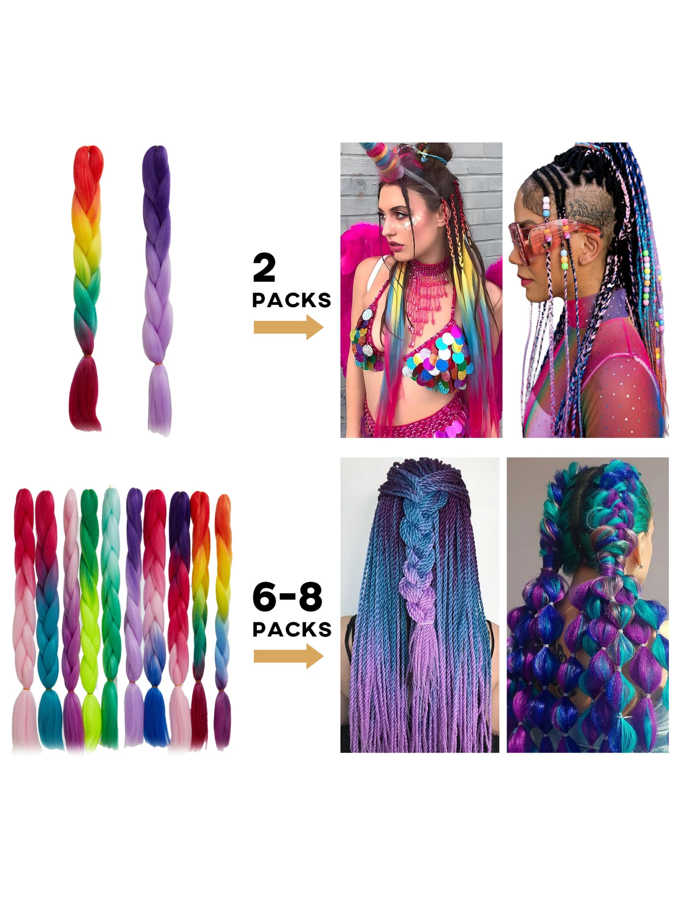 Halloween Colorful Jumbo Braid Hair For Crochet Box Expression Braiding