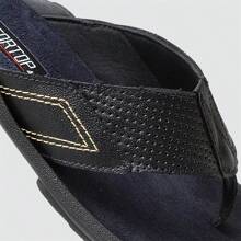 Men's Flip-Flop Sandal In Black Or Coffee Leather - Negro - Ver 4