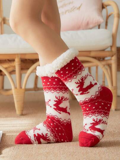 1 para ciepłych, termicznych, antypoślizgowych skarpet damskich, odpowiednich na Halloween, prezenty świąteczne, zimowe skarpetki podłogowe