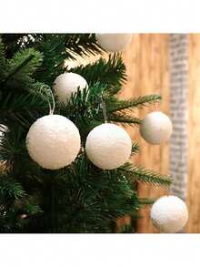 6 件圣诞装饰雪球，圣诞树装饰吊坠，白色泡沫球装饰，人造雪球，适用于冬季圣诞装饰、节日、婚礼、派对装饰、圣诞节 - 白色 - 查看 5