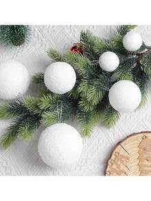6 件圣诞装饰雪球，圣诞树装饰吊坠，白色泡沫球装饰，人造雪球，适用于冬季圣诞装饰、节日、婚礼、派对装饰、圣诞节 - 白色 - 查看 6