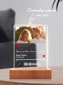 Đèn ngủ LED âm nhạc tùy chỉnh, bảng LED âm nhạc tùy chỉnh, đèn LED cá nhân hóa kèm ảnh và đế gỗ, bảng acrylic âm nhạc cá nhân hóa, đèn âm nhạc kèm ảnh tùy chỉnh, quà tặng bảng ảnh âm nhạc, bảng âm nhạc phát sáng, quà tặng ngày Valentine, quà tặng cho cặp đôi, quà kỷ niệm ngày cưới đầu tiên, quà tân gia, quà Giáng sinh cho bạn trai/bạn gái/vợ/chồng. - Tiểu Phương 1p+Fangtu Nhạc 5 - Xem 10