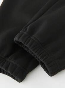 2pcs Men Casual Letter Print Hoodie Sweatshirt And Sweatpants Set, Autumn - Black - View 4