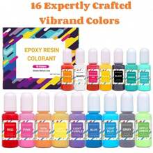 Pigmento De Resina Epoxi - 16 Colores Sólidos Macaron Pigmento De Color De Resina Epoxi Para La Coloración De Resinas. Teñido Concentrado De Resina Para La Fabricación De Joyas, Arte, Pintura, Manualidades - 0.35oz/10ml Cada Color