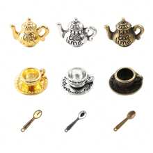 9-50pcs Mini Alloy Charms Coffee Cup Teapot Spoon Tableware Kitchen Charms Pendant For DIY Craft Jewelry Making Necklace Bracelet Key Chain - Alloy Pendant - View 7