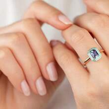 1pc Elegant Cubic Zirconia Engagement Ring, Valentine's Gift For Women - 金色 - 查看 4