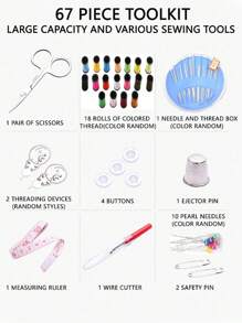 1 Set Black Portable Sewing Tool Kit, Home Sewing Tools 10pcs/Set Including Thread Box, Needles, Threader, Handwork Sewing Accessories With Fabric Organizer Box - Complete Handmade Sewing And Mending Tool Set With Assorted Color Threads, Suitable For Travel And Home Use - Essential Crafting Essentials All Year Round