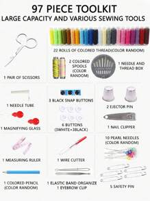 1 Set Black Portable Sewing Tool Kit, Home Sewing Tools 10pcs/Set Including Thread Box, Needles, Threader, Handwork Sewing Accessories With Fabric Organizer Box - Complete Handmade Sewing And Mending Tool Set With Assorted Color Threads, Suitable For Travel And Home Use - Essential Crafting Essentials All Year Round