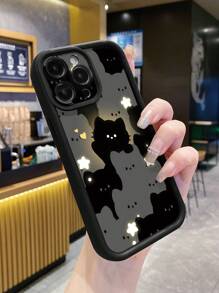 1 件时尚可爱夜光黑猫图案防震黑刚玉手机壳适用于 Apple/Redmi/Infinix/Vivo/OPPO 防水防摔防刮 - 黑色 - 查看 3