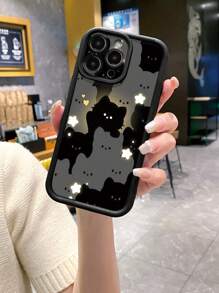 1 件时尚可爱夜光黑猫图案防震黑刚玉手机壳适用于 Apple/Redmi/Infinix/Vivo/OPPO 防水防摔防刮 - 黑色 - 查看 2