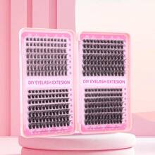 392 stuks natuurlijke wimperextensionsset, 4 verschillende stijlen pluizige nepwimpers 8-16 mm 0,07D, doe-het-zelf wimperboek voor thuisgebruik