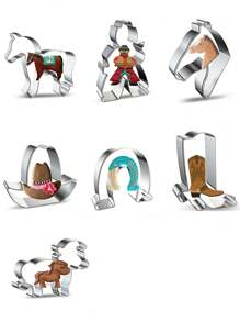 1 件卡通牛仔白马不锈钢饼干/蛋糕切刀模具 DIY 糖霜水果切割工具