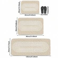 1pc Geometric Pattern Faux Wool Soft Non-Slip Absorbent Bathroom Rug, Skin-Friendly Indoor Doormat, Room Decor Carpet - Beige - View 9