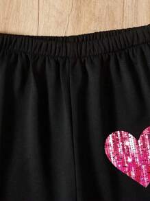 2pcs/Set Tween Girl Gradient Heart Print Hooded Sweatshirt & Pants, Spring Autumn Casual Outfit, Gift - Pink - View 7