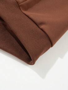 Men Casual Solid Color Crew Neck Long Sleeve Pullover Sweatshirt, Fall - Brown - View 8