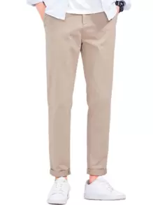 ANTONIO STORE "Men's Twill Trousers Tailored Sport Fine Knife Pocket Built-In Pocket - 駝色 - 查看 3