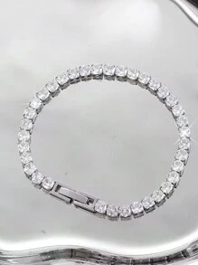 1条优雅闪亮的网球形锆石手链，适合女孩作为友谊手链、节日、婚礼、订婚、周年纪念派对礼物。 - 銀色 - 查看 11