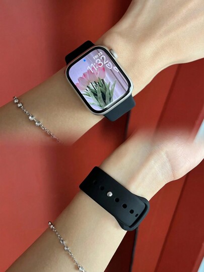 1 pieza Correa de reloj deportivo unisex de silicona suave negra, cómoda y ajustable, resistente al agua compatible con Apple Watch 38/40/41/42/44/45/46/49mm, para Apple Watch Series Ultra/SE/11/10/9/8/7/6/5/4/3/2/1, accesorio de pulsera para smartwatch