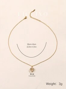 Dây chuyền mặt dây hình trái tim rỗng mạ vàng đính đá Cubic Zirconia FICCINO, dây chuyền chữ O mạ vàng bằng thép titan, trang sức thép không gỉ, dây chuyền đeo hàng ngày dễ thương, quà tặng bạn bè/bạn gái, quà kỷ niệm/quà lễ, kèm hộp. - 1523n - Xem 4