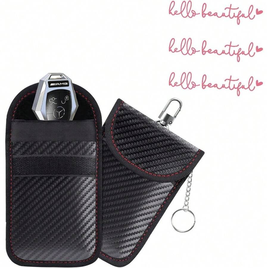 Pouch For Car Keys Signal Blocker Pouch & Faraday Bags For Key Fob, RFID Blocker Bag For Car Security, Car Accessories, Anti-Theft Remote Entry Keyless Fobs Protection Rear View Mirror Sticker, - 1 - 查看 1