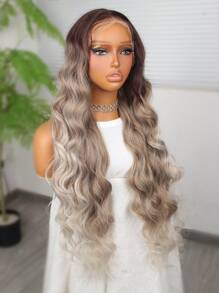 Halloween Costume Wig Synthetic Heat Resistant Front Lace Wig 13*4 Long Wave Hair 30 Inch Brown Everyday Use High Quality Ladies Wigs Natural Looking High Quality Synthetic Soft Beginner Friendly Wigs - Multicolor - View 5