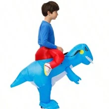 Disfraz Inflable Montable Jurasico Halloween Botarga De Dinosaurio Para Fiestas Apto Para Niños - Azul - Ver 1