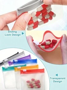 7/14pcs Pill Pouch Bags, Reusable Zippered Pill Pouch Set, Medicine Organizer 7 Colors Self Sealing, Translucent Medicine Bags Travel Pill Bags With Slide Lock For Pills And Small Items Emergency Bag Medical Assistant Camping Medical Pill Box Pill Case Pill Organizer Pill Container Medicine Box Plastic Containers