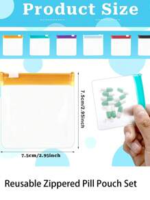 7/14pcs Pill Pouch Bags, Reusable Zippered Pill Pouch Set, Medicine Organizer 7 Colors Self Sealing, Translucent Medicine Bags Travel Pill Bags With Slide Lock For Pills And Small Items Emergency Bag Medical Assistant Camping Medical Pill Box Pill Case Pill Organizer Pill Container Medicine Box Plastic Containers