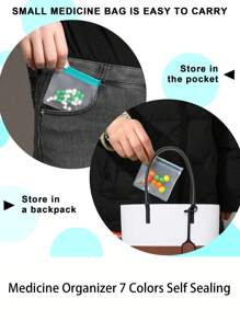 7/14pcs Pill Pouch Bags, Reusable Zippered Pill Pouch Set, Medicine Organizer 7 Colors Self Sealing, Translucent Medicine Bags Travel Pill Bags With Slide Lock For Pills And Small Items Emergency Bag Medical Assistant Camping Medical Pill Box Pill Case Pill Organizer Pill Container Medicine Box Plastic Containers