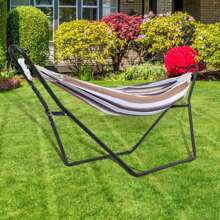 Heavy-Duty Steel Hammock Stand, 130 * 40 * 51in/110 * 35 * 45in  For 2 People, Portable Design, For 9.5 To 14 Ft Hammocks, Ideal For Outdoor Balconies, Porches, Patios, Decks And Backyards - Black-Small Size - View 7