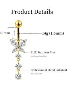 AVYRING 1Piece Gold Belly Button Ring Dangle Belly Piercing Hoop Belly Ring Stainless Steel Belly Button Rings 14G Navel Ring Belly Button Piercing Jewelry - Multicolor - View 3