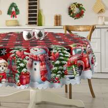 Vintage Christmas Tablecloth: Santa And Reindeer Design, Rectangular And Round, Waterproof, Durable, Suitable For Indoor And Outdoor Use - Multicolor - View 16