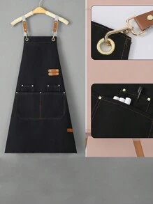 1件装新款围裙奶茶蛋糕水果店服务员制服咖啡厅餐厅围兜防水防油烹饪围裙男女通用 - 彩色 - 查看 8