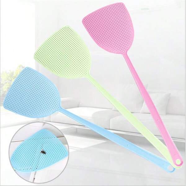 2pcs Plastic Fly Swatter With Extended Handle, Hand-Operated For Killing Flies And Mosquitoes At Home