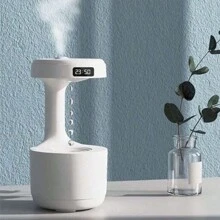 Difusor de Aceite Esencial de 600 ml, Humidificador de Aire USB con Pantalla LED, Humidificadores Antigravedad de Escritorio con Reloj - Blanco - Ver 1